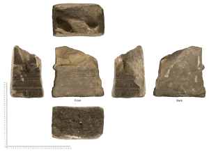 The Roman altar stone found during 
archaeological excavations at 
Leicester Cathedral. Image: ULAS