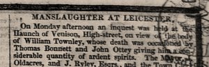 Extract from the Leicestershire 
Mercury, Saturday June 24, 1837