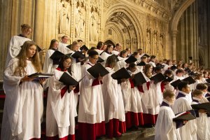 Members of the Choir singing in Canterbury Cathedral in 2022.